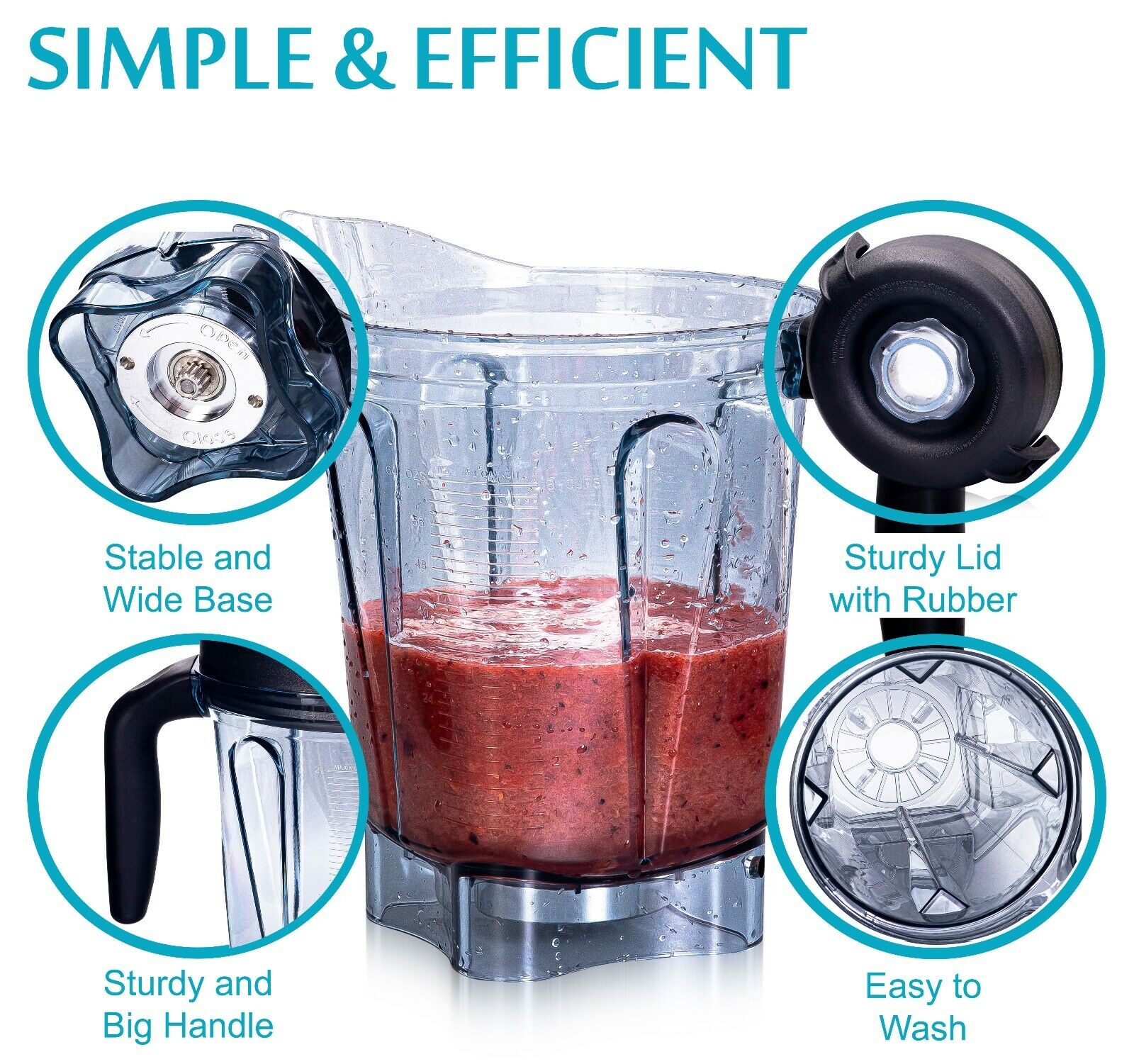 Low Profile 64OZ Container for Vitamix blender . 2L - Image 3